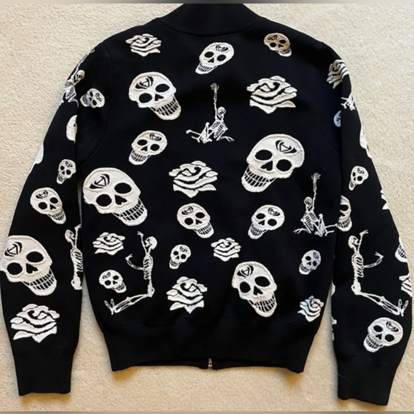 Ali and Dereck Black Skull and Rose Sweater Jacket - Picture 2 of 7
